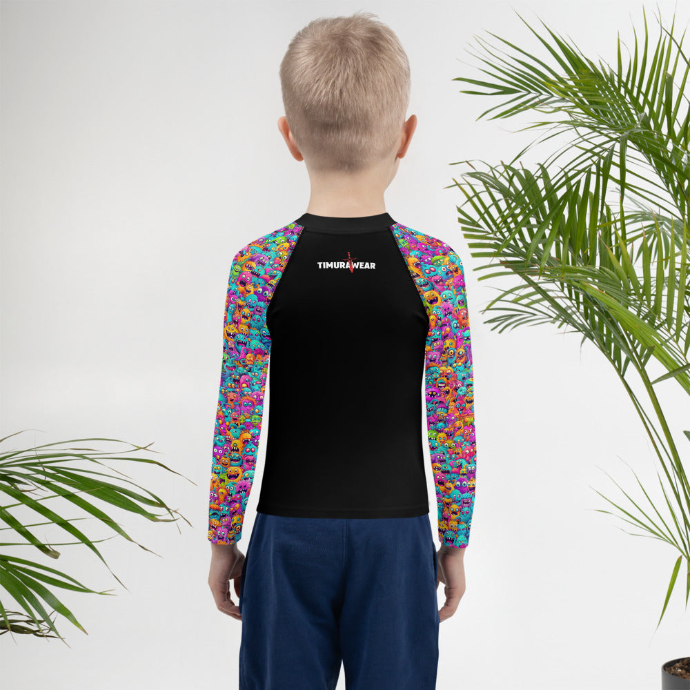 "Monsters" Sleeves Kids Rash Guard