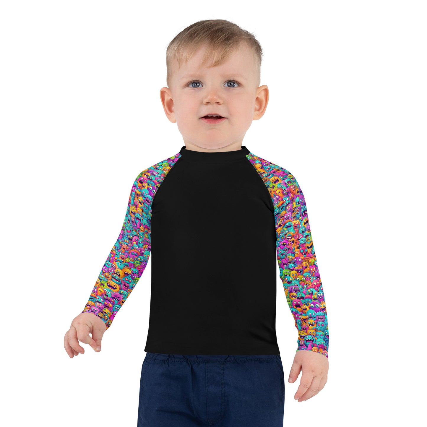 "Monsters" Sleeves Kids Rash Guard
