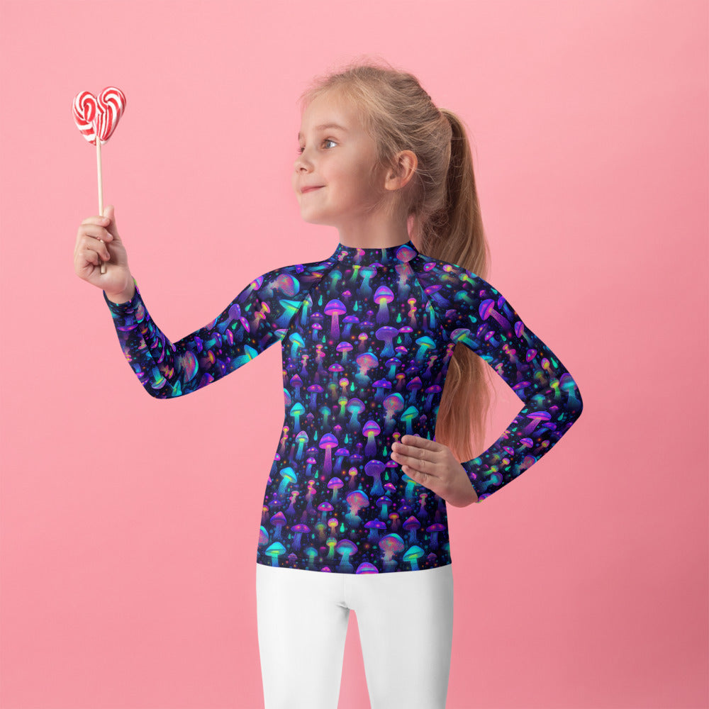 "Glowing Mushrooms" Kids Rash Guard