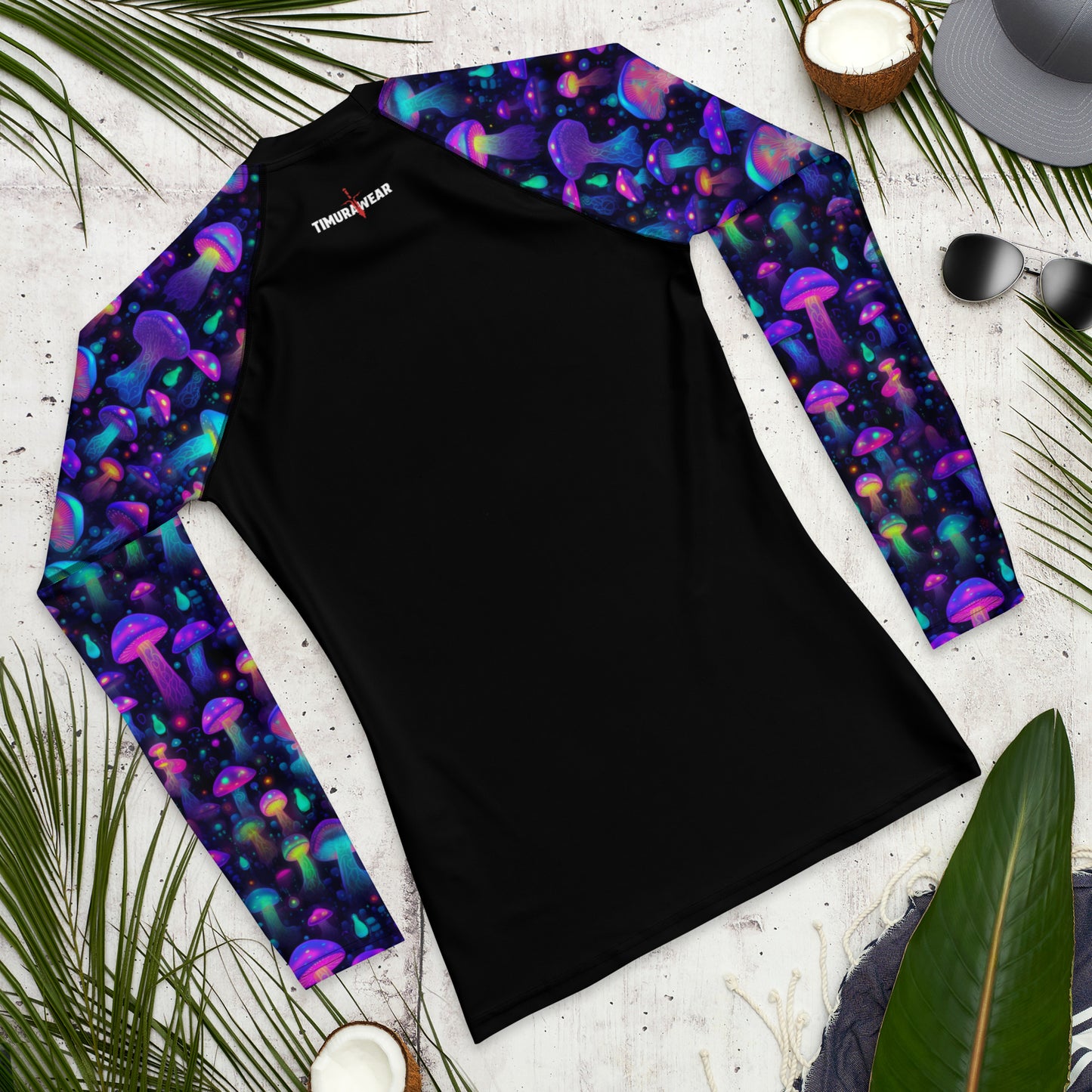 "Glowing Mushrooms" Sleeves Men's Rash Guard