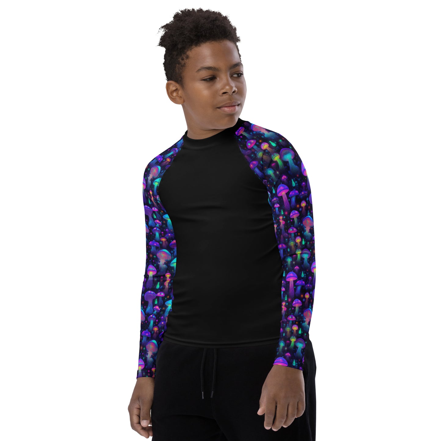 "Glowing Mushrooms" Sleeves Youth Rash Guard