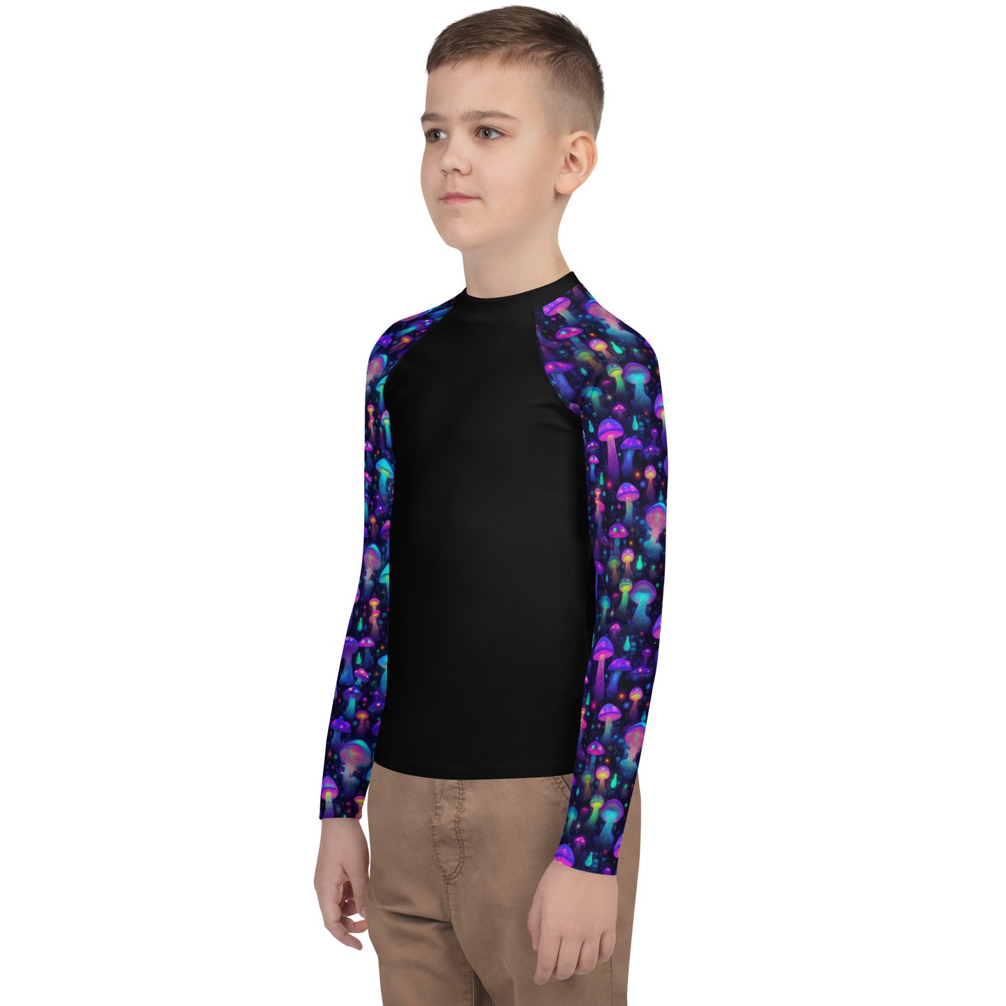 "Glowing Mushrooms" Sleeves Youth Rash Guard