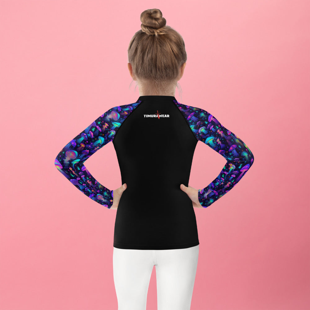 "Glowing Mushrooms" Sleeves Kids Rash Guard