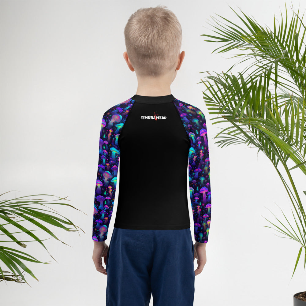 "Glowing Mushrooms" Sleeves Kids Rash Guard