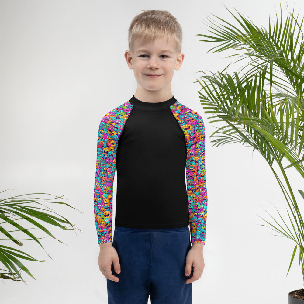 "Monsters" Sleeves Kids Rash Guard