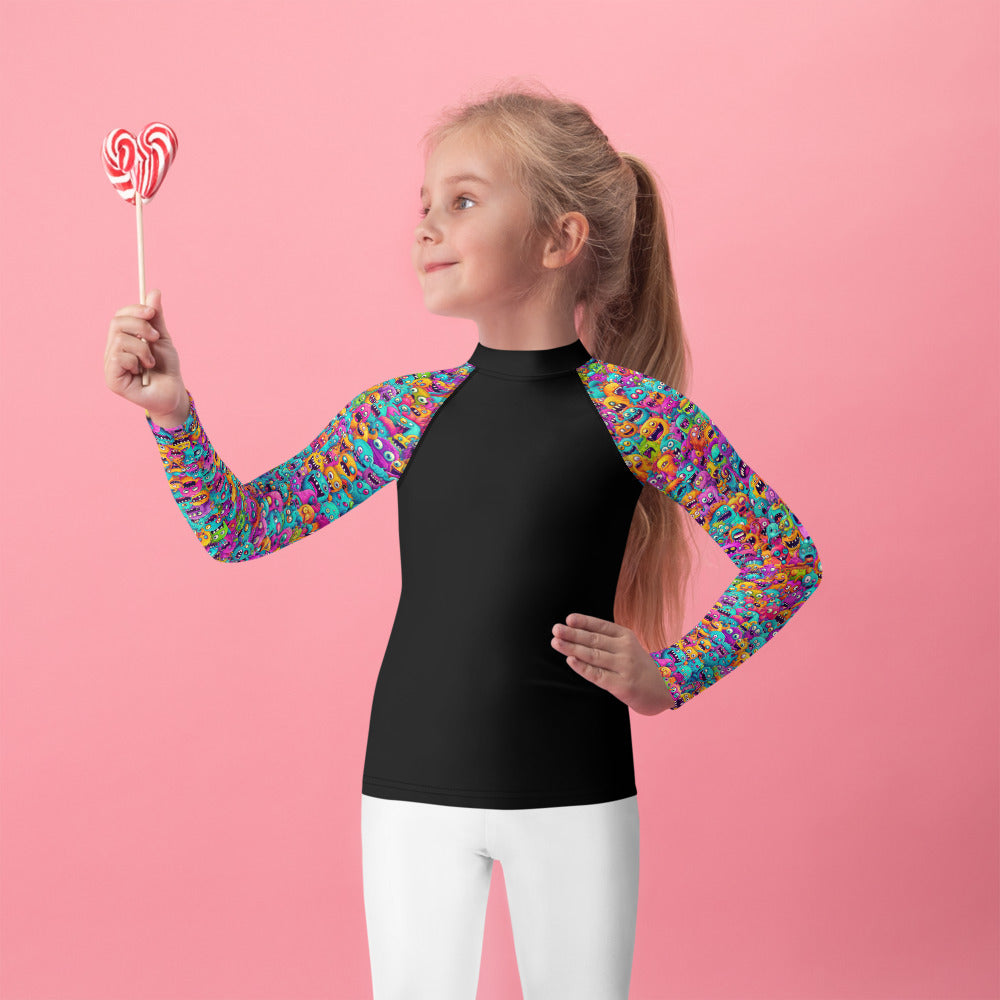 "Monsters" Sleeves Kids Rash Guard