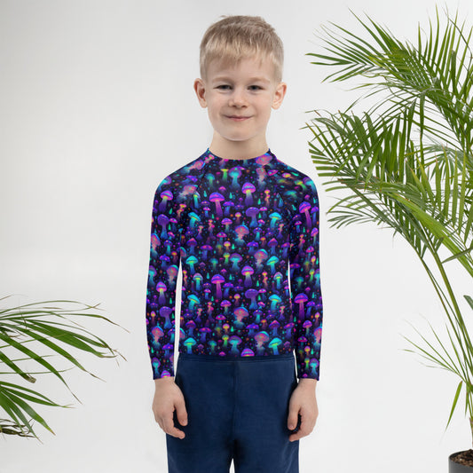 "Glowing Mushrooms" Kids Rash Guard