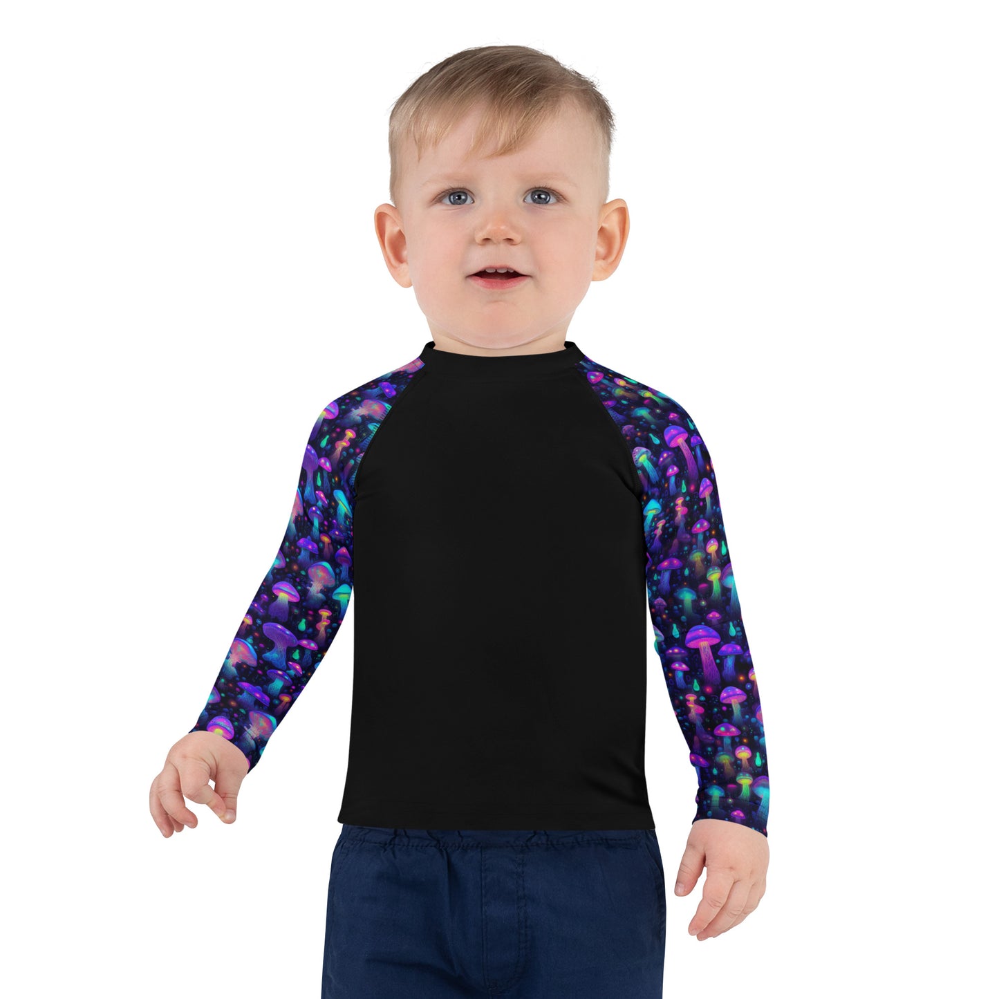 "Glowing Mushrooms" Sleeves Kids Rash Guard