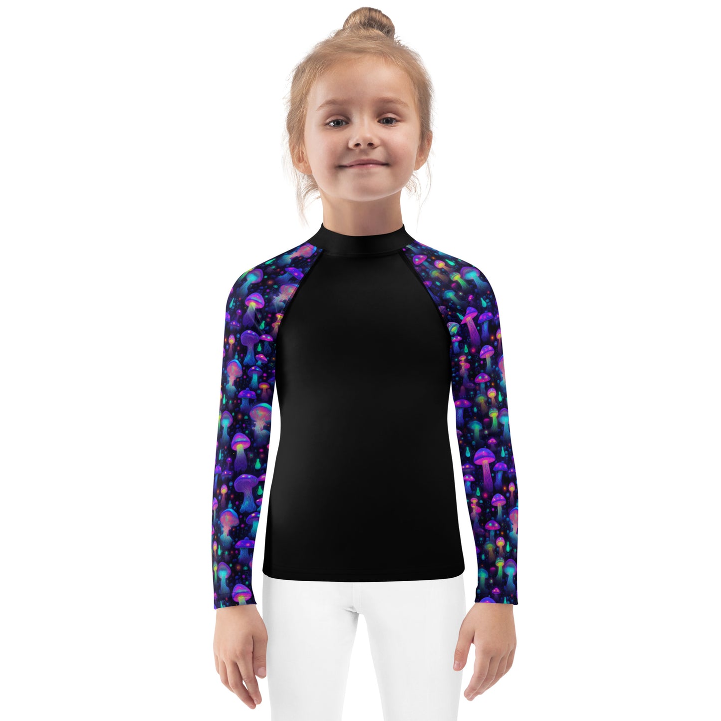 "Glowing Mushrooms" Sleeves Kids Rash Guard