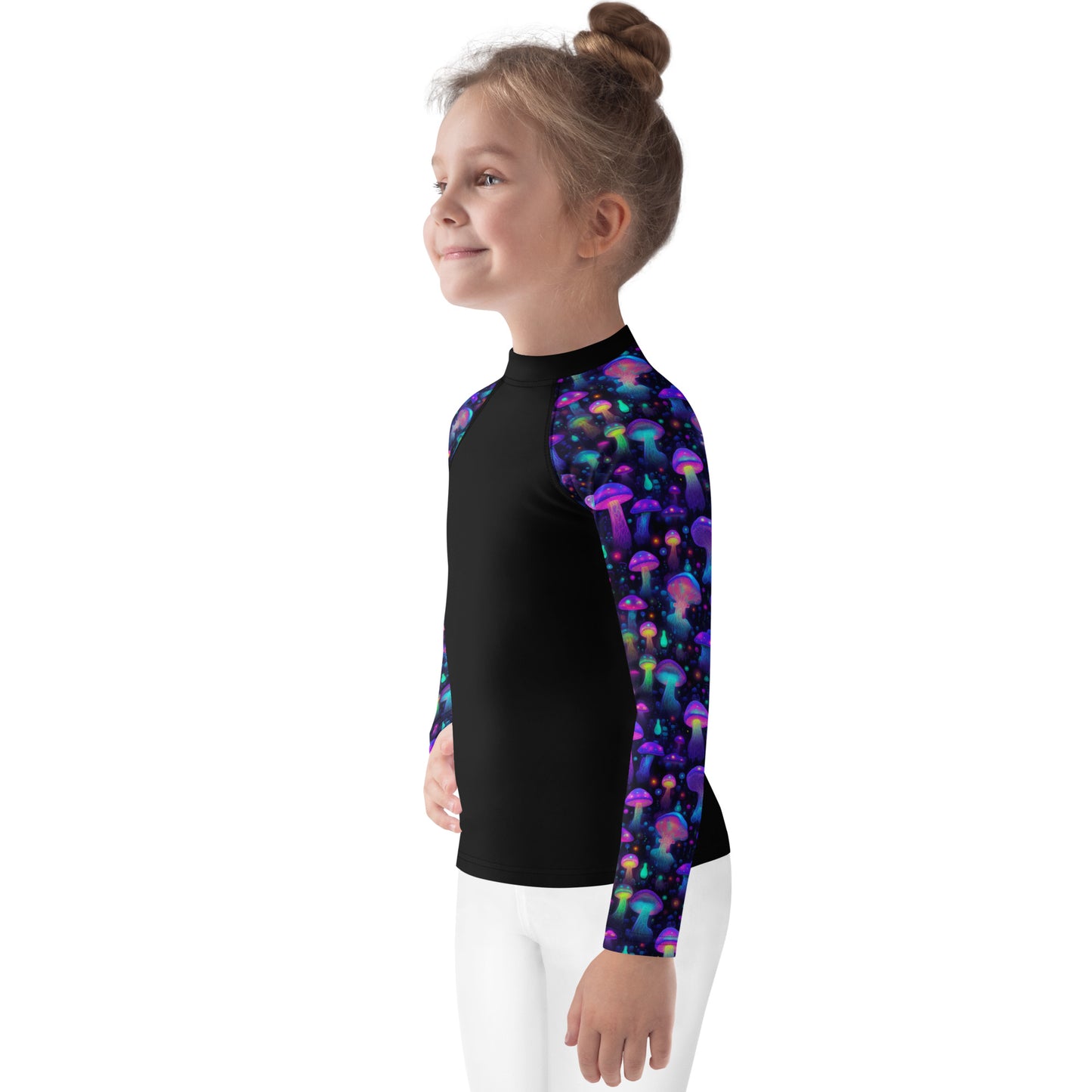 "Glowing Mushrooms" Sleeves Kids Rash Guard