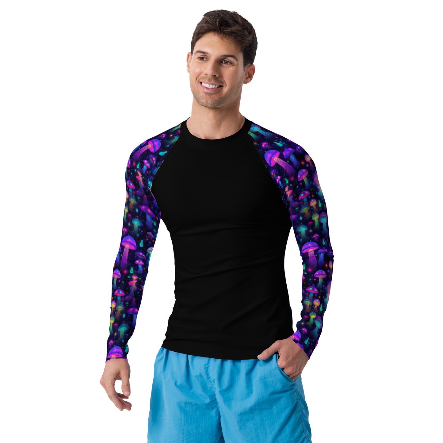 "Glowing Mushrooms" Sleeves Men's Rash Guard