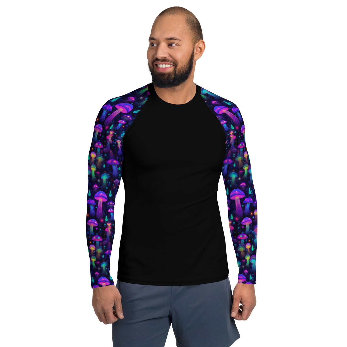 "Glowing Mushrooms" Sleeves Men's Rash Guard