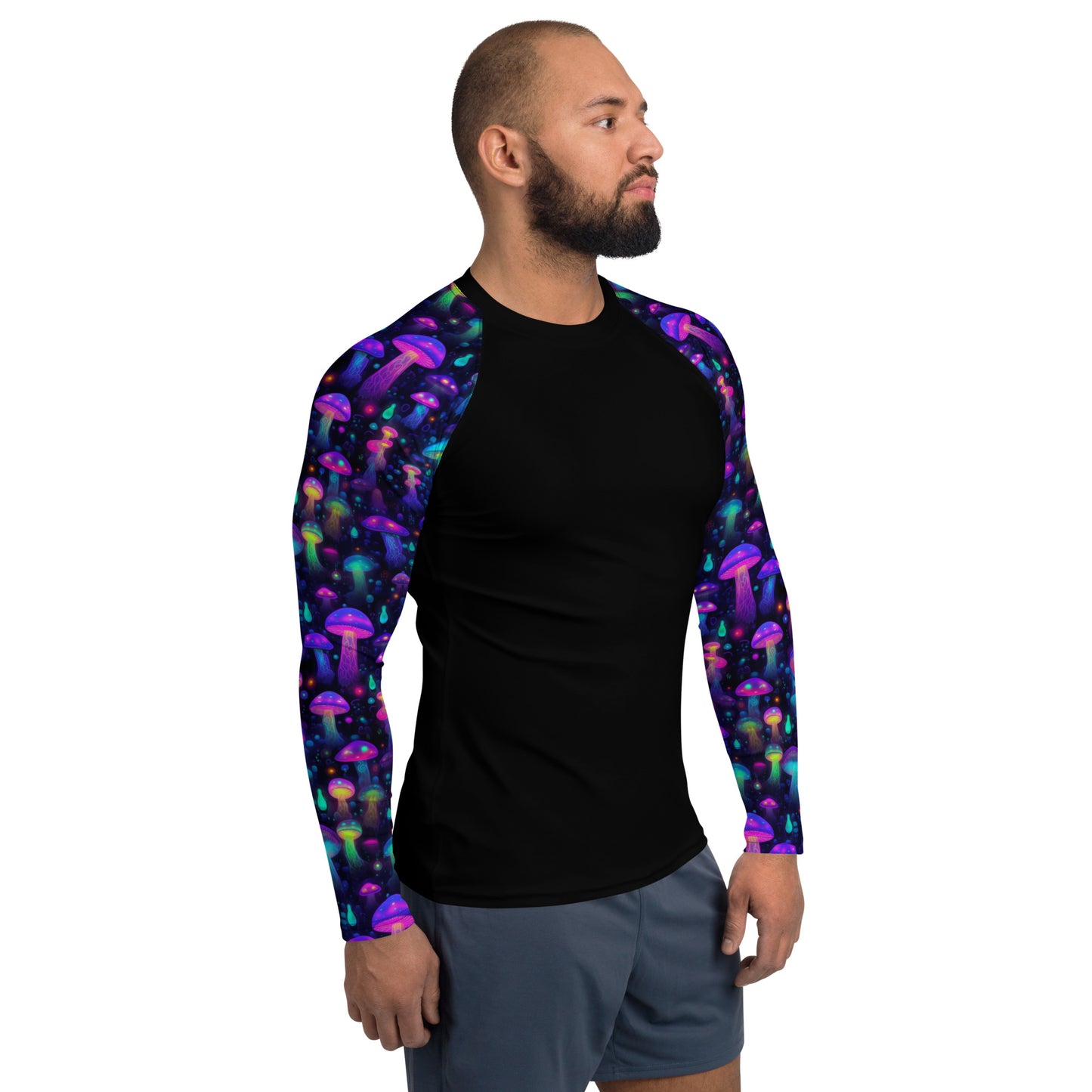 "Glowing Mushrooms" Sleeves Men's Rash Guard