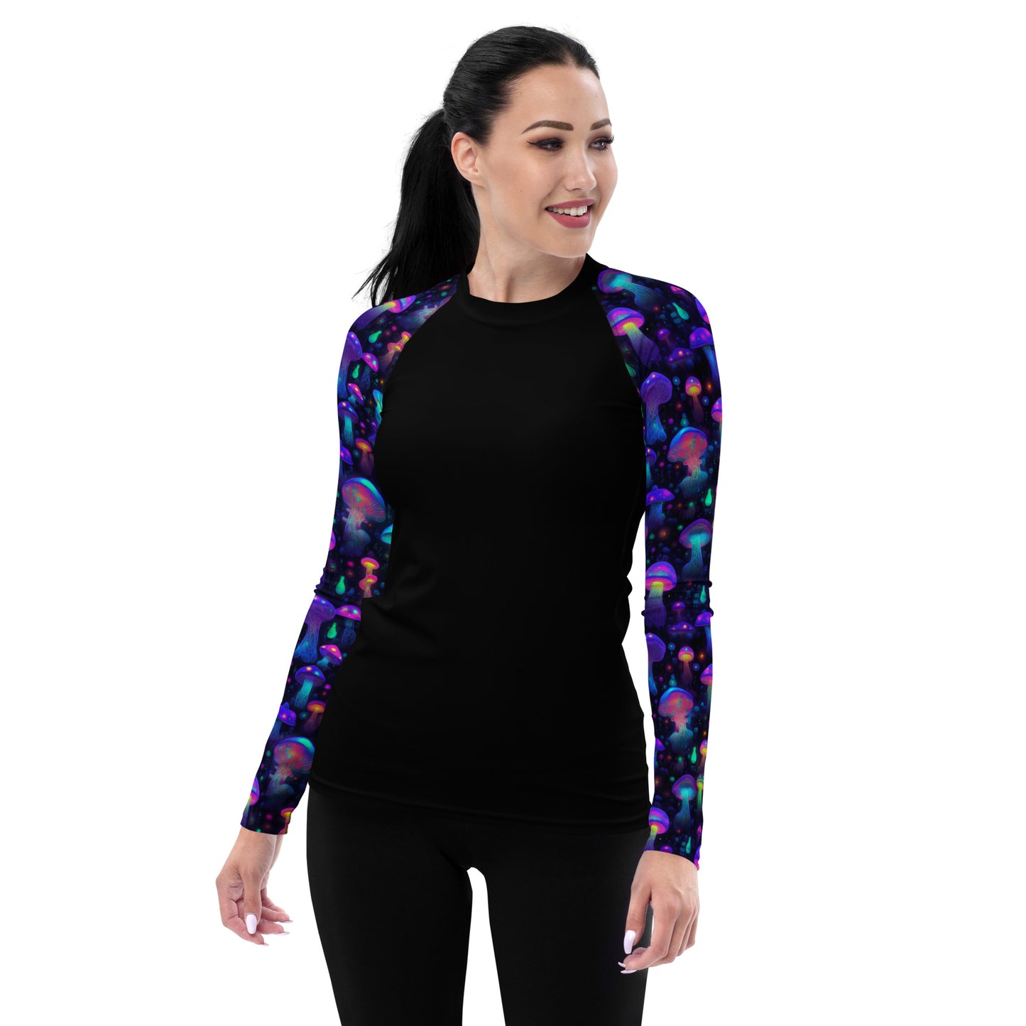 "Glowing Mushrooms" Sleeves Women's Rash Guard