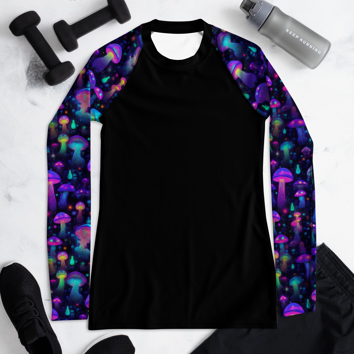 "Glowing Mushrooms" Sleeves Women's Rash Guard