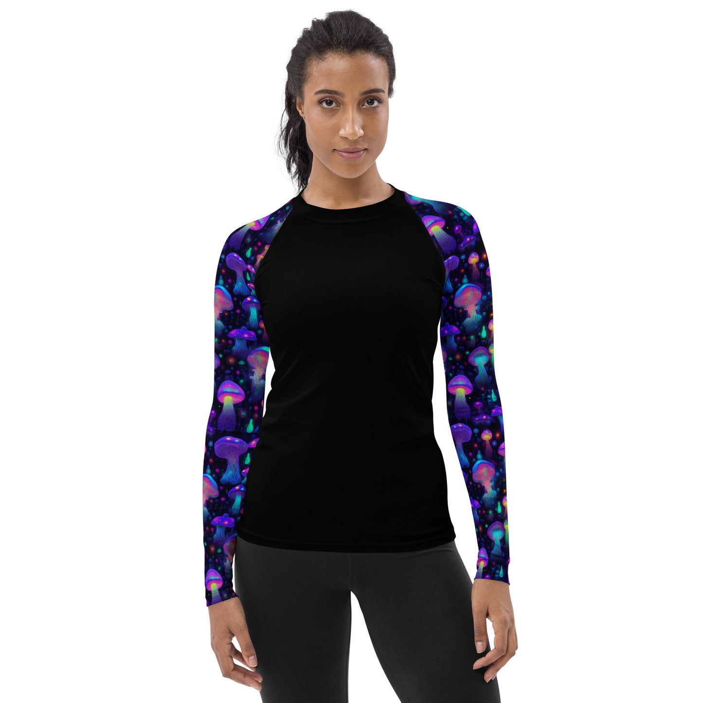 "Glowing Mushrooms" Sleeves Women's Rash Guard