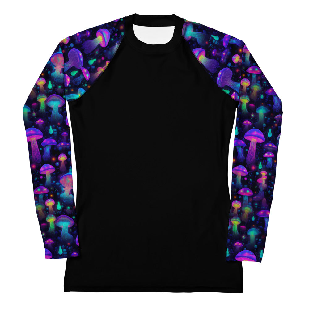 "Glowing Mushrooms" Sleeves Women's Rash Guard