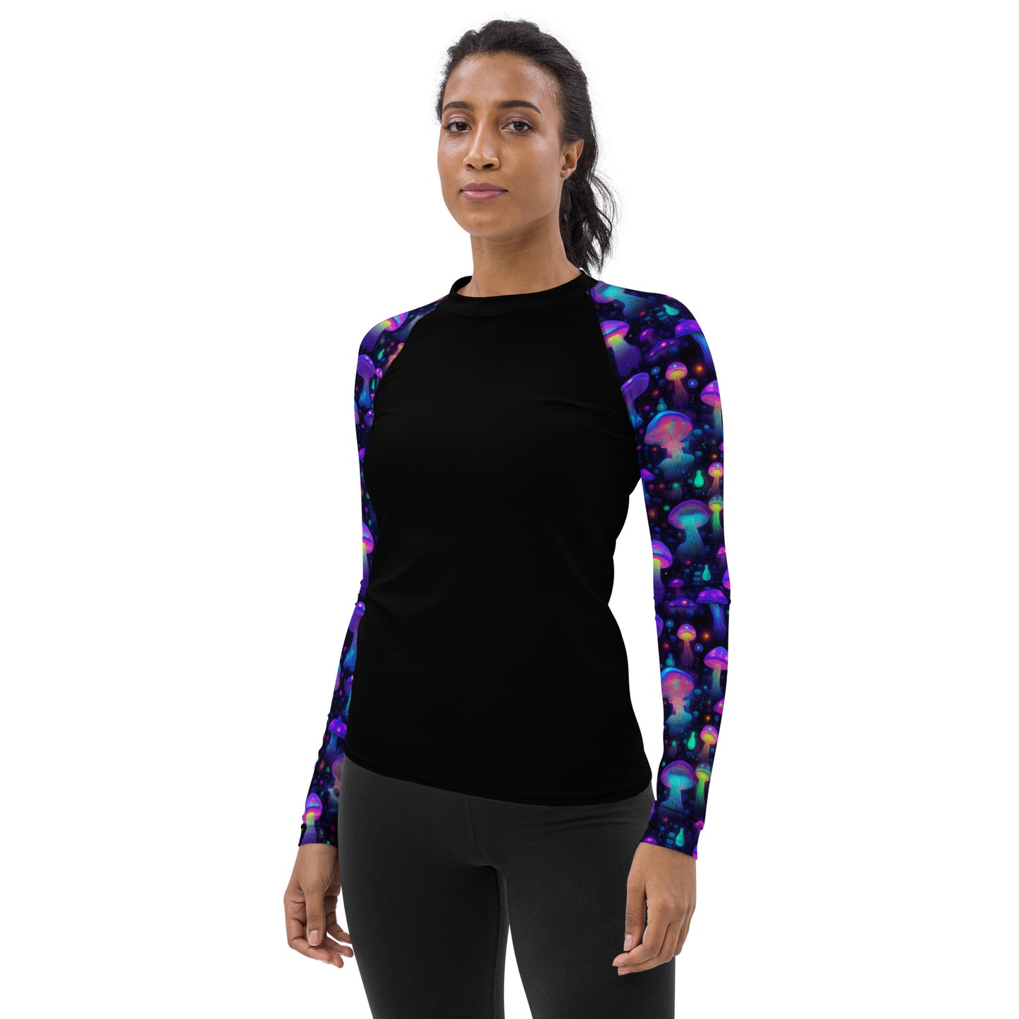 "Glowing Mushrooms" Sleeves Women's Rash Guard