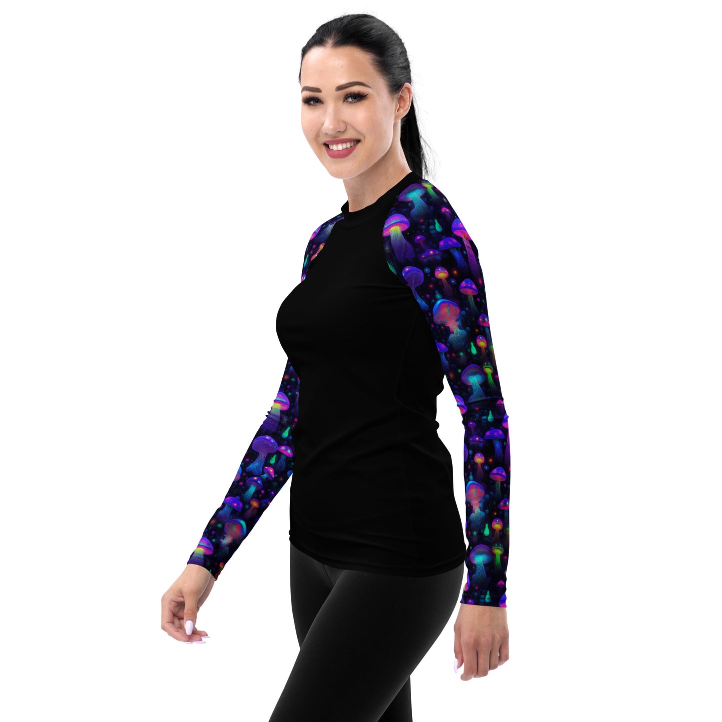 "Glowing Mushrooms" Sleeves Women's Rash Guard