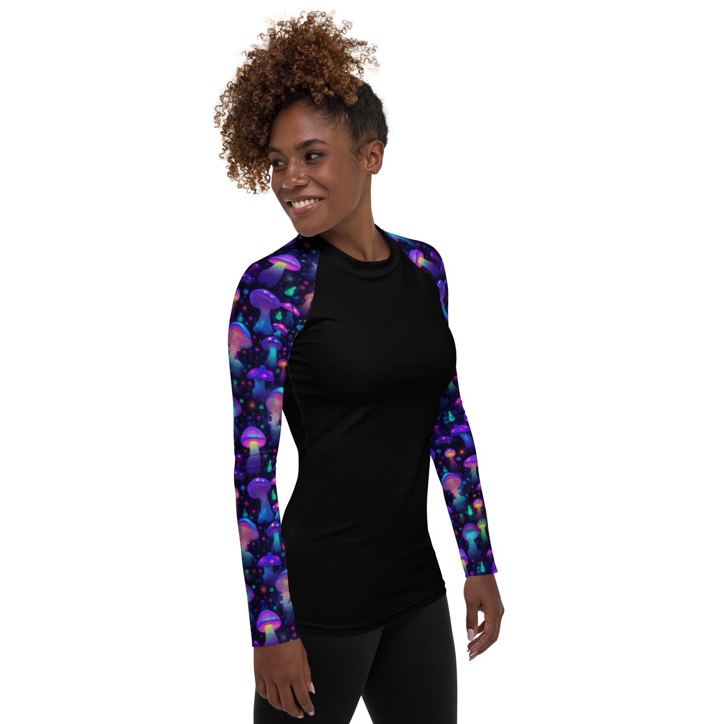 "Glowing Mushrooms" Sleeves Women's Rash Guard