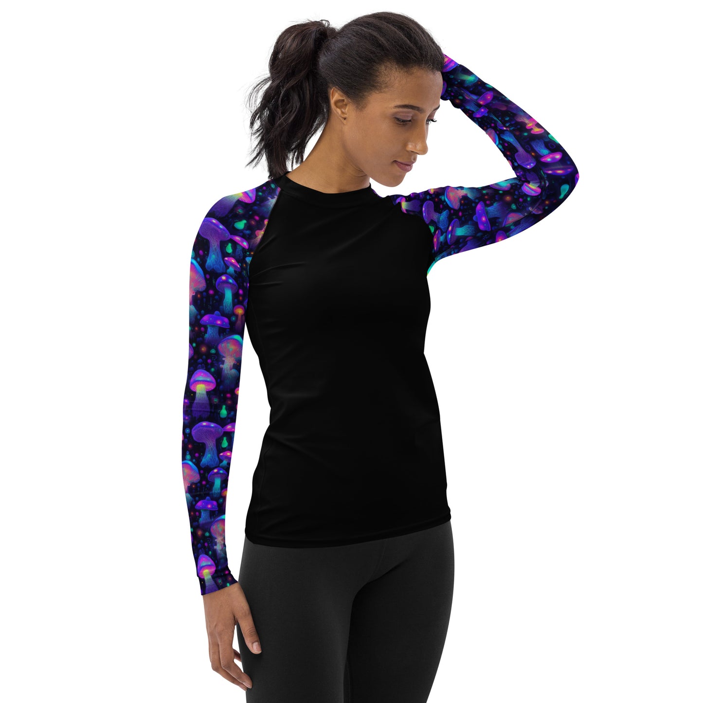 "Glowing Mushrooms" Sleeves Women's Rash Guard