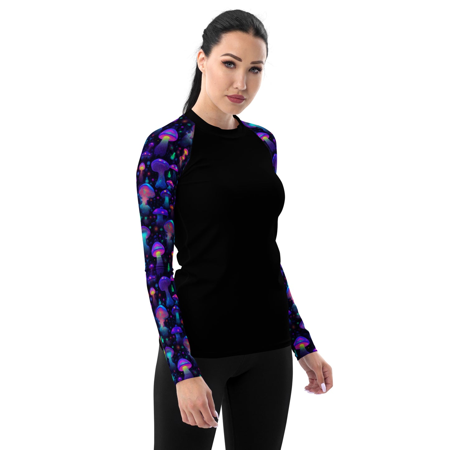 "Glowing Mushrooms" Sleeves Women's Rash Guard