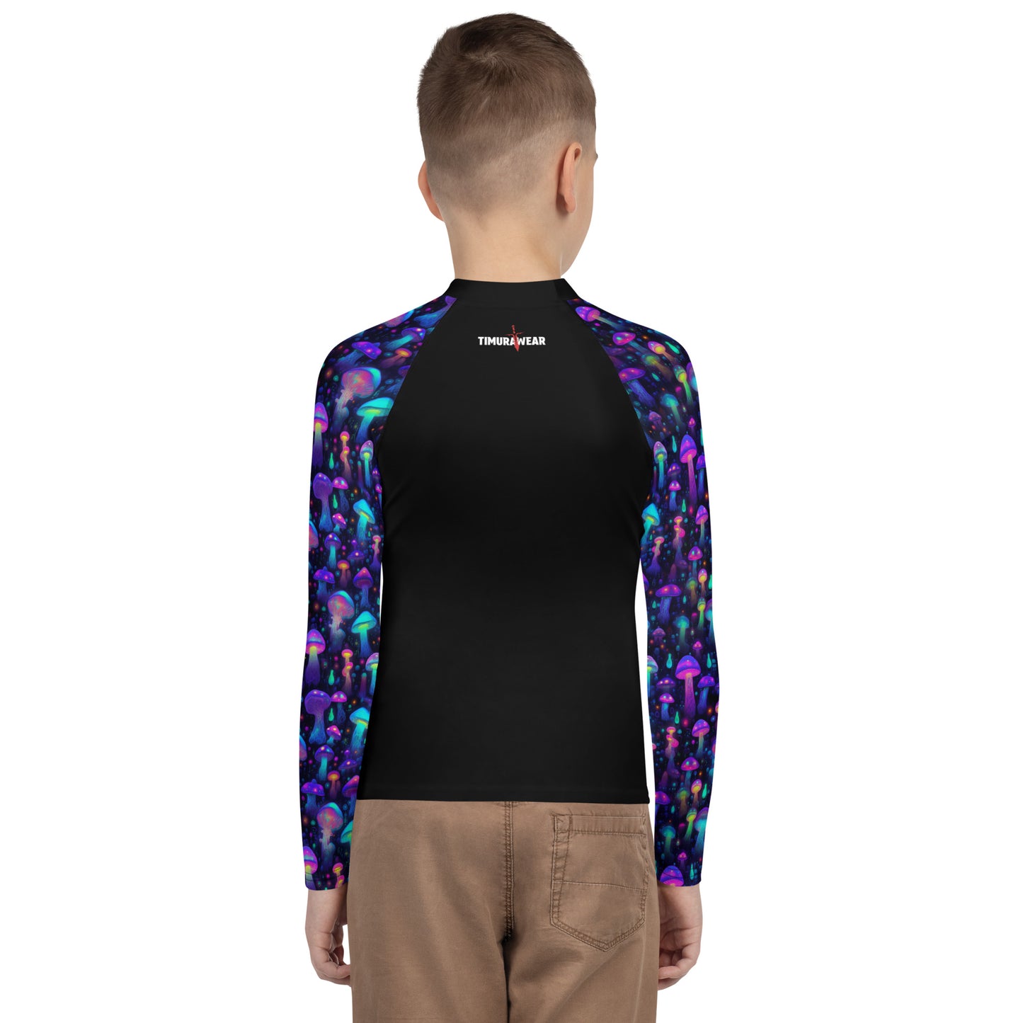 "Glowing Mushrooms" Sleeves Youth Rash Guard