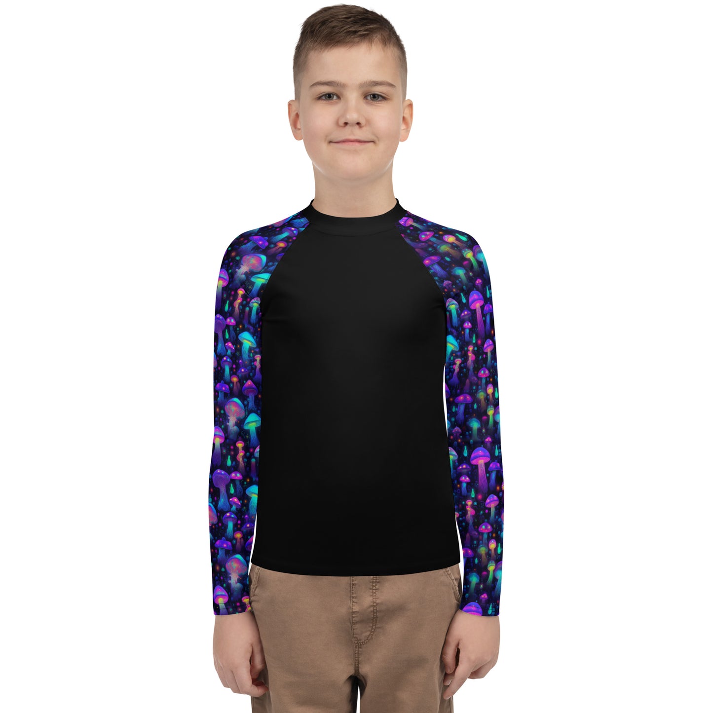 "Glowing Mushrooms" Sleeves Youth Rash Guard