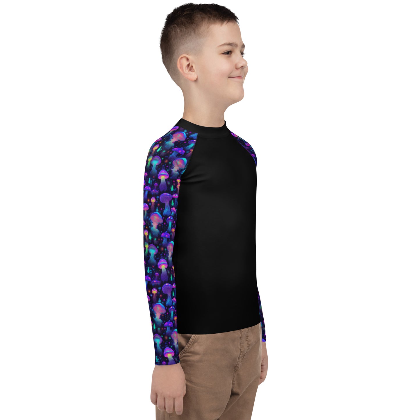 "Glowing Mushrooms" Sleeves Youth Rash Guard